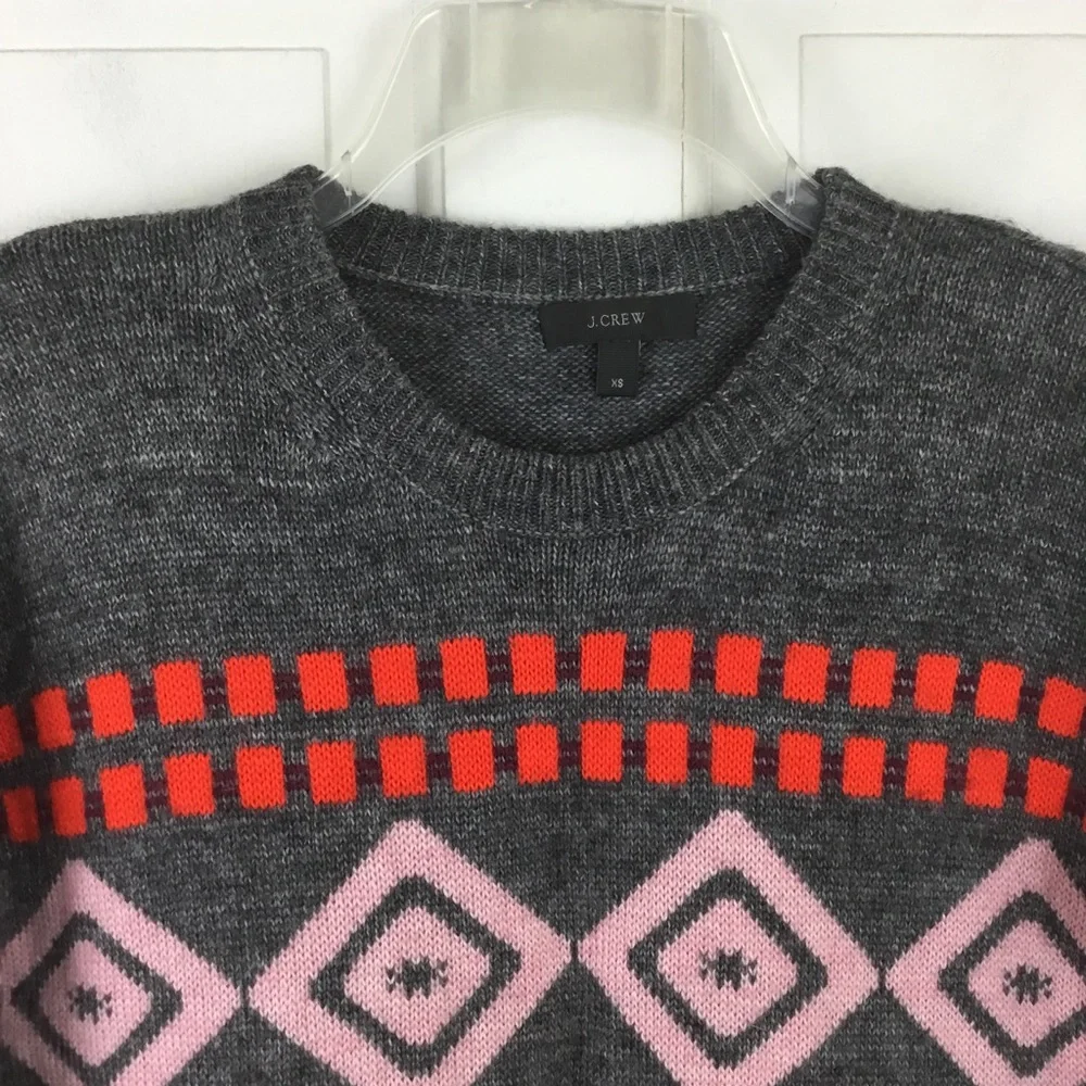 J. Crew Fair Isle Wool Mohair Blend Crewneck Sweater Sz XS